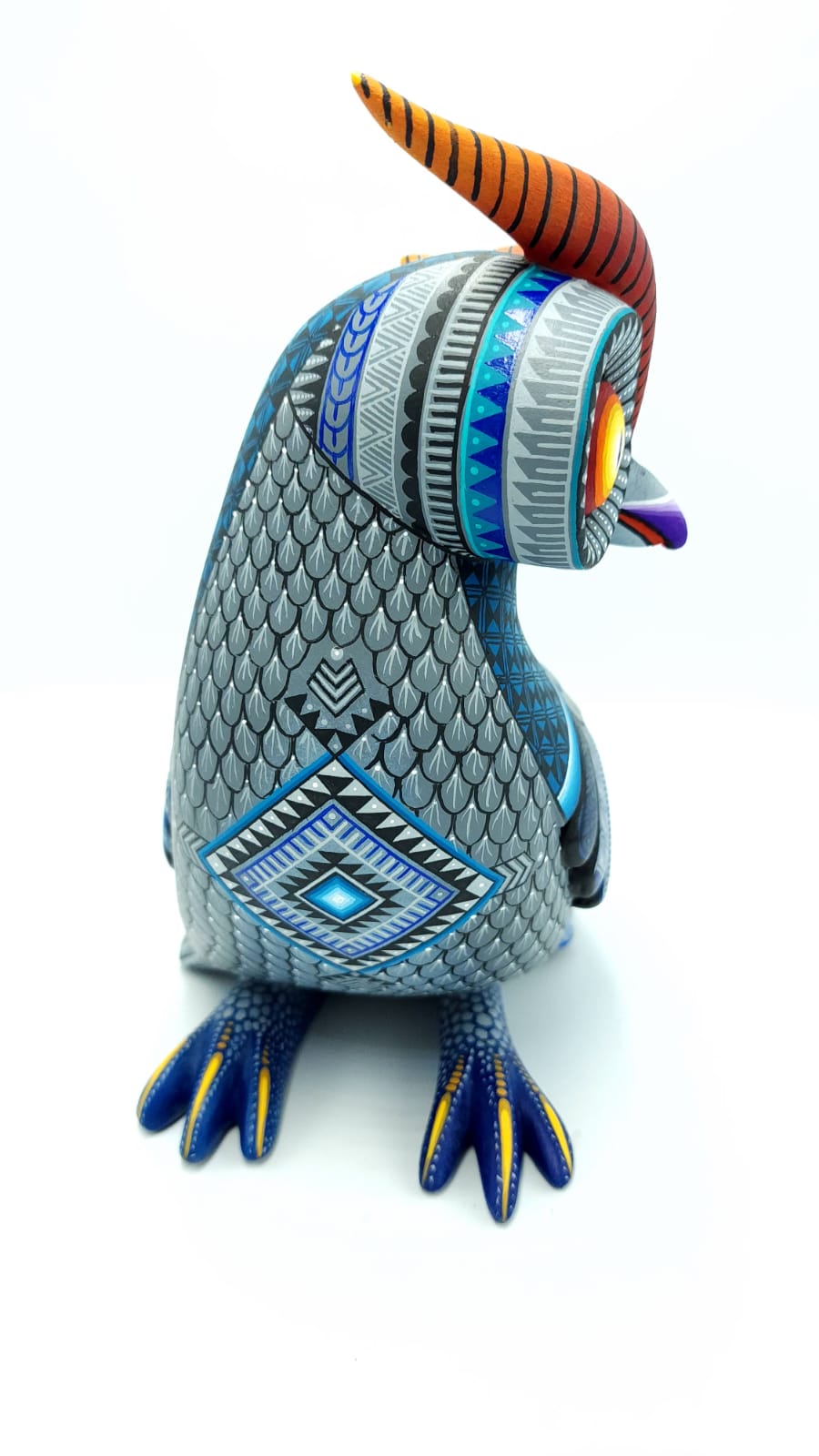 Mexican Oaxacan Wood Carving Owl By Julia Fuentes PP4922