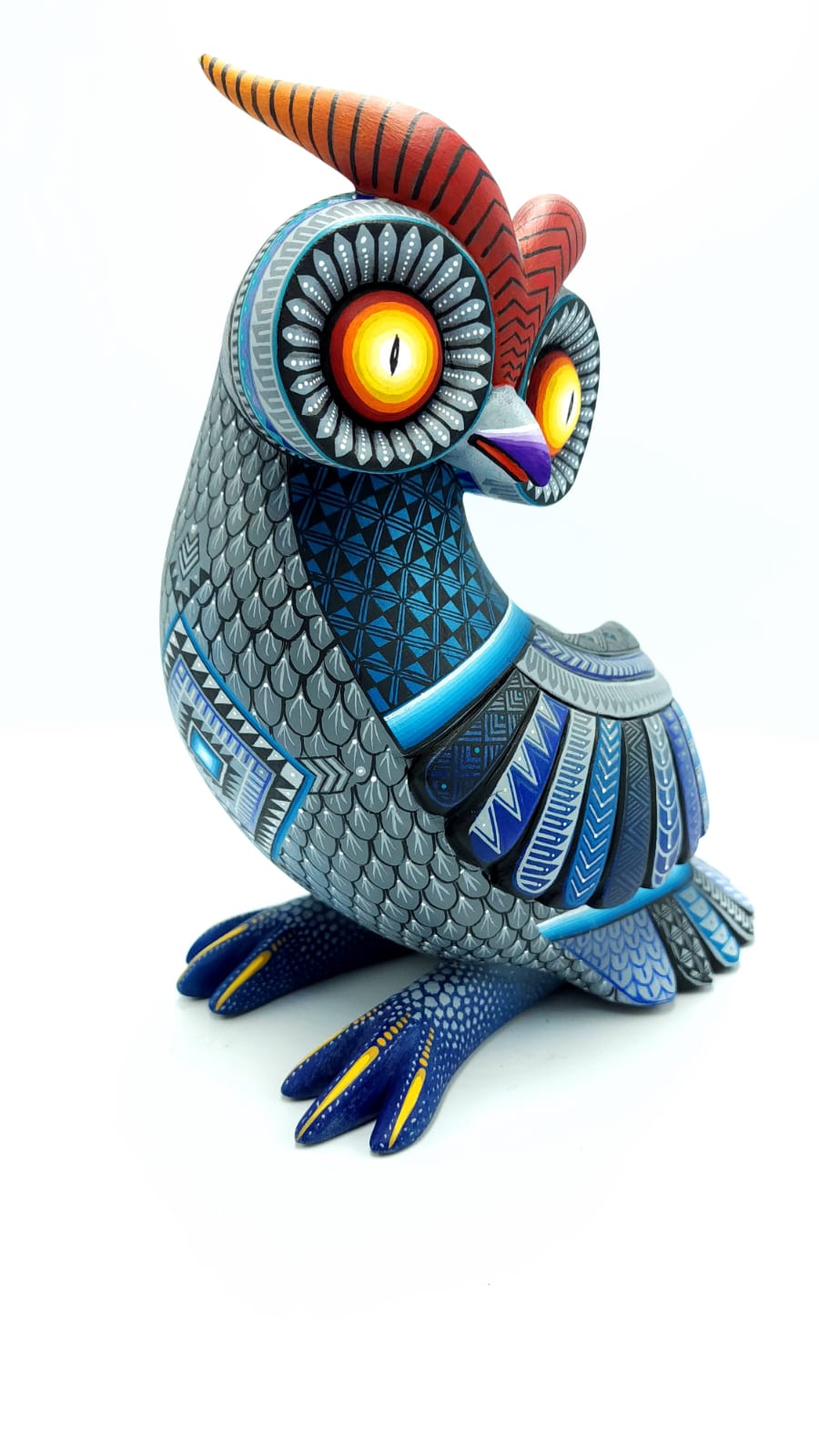 Mexican Oaxacan Wood Carving Owl By Julia Fuentes PP4922