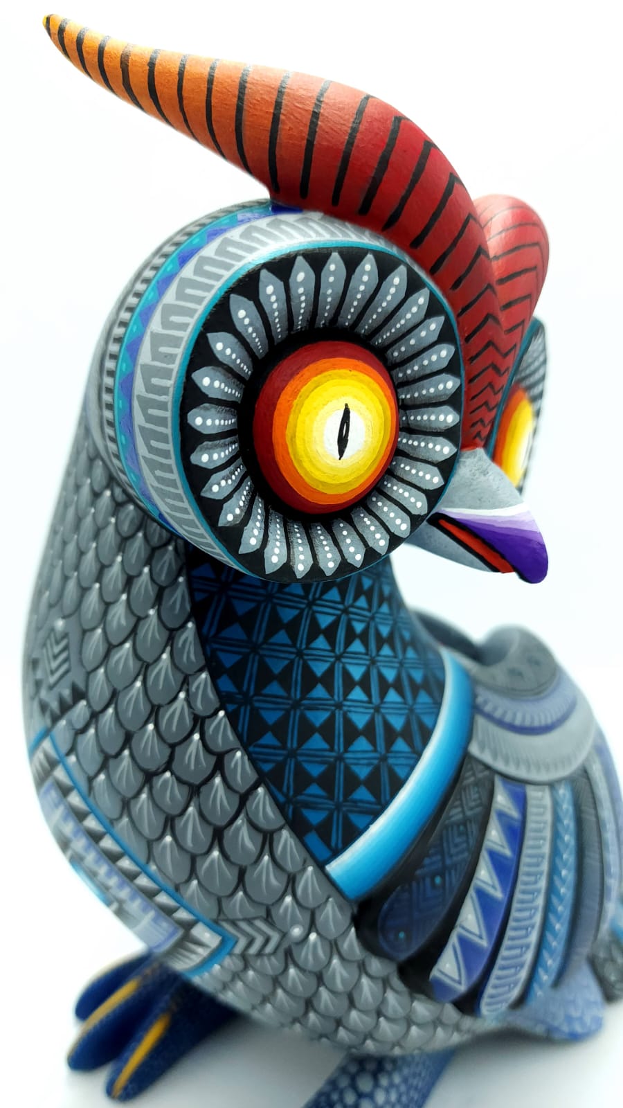 Mexican Oaxacan Wood Carving Owl By Julia Fuentes PP4922