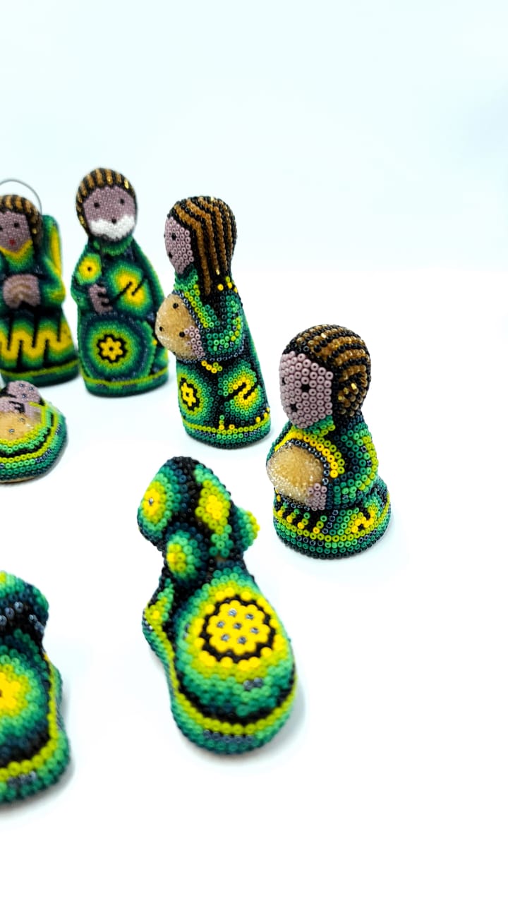 Stunning Hand Beaded Huichol Mexican Folk Art Nativity Set By Mayola Villa PY1K PP4938