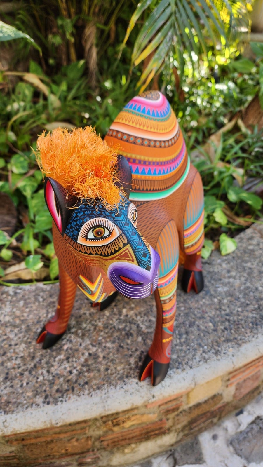 Mexican Oaxacan Wood Carving Camel By Julia Fuentes TJF01