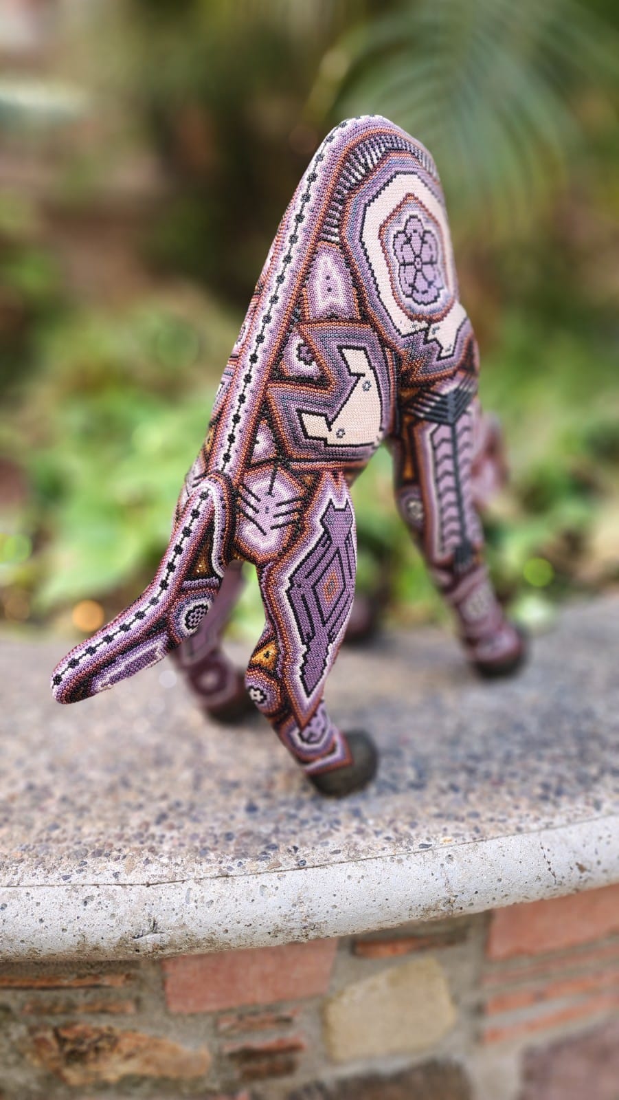 Huichol Hand Beaded Mexican Folk Art Jaguar By Mayola Villa Lopez HMV08