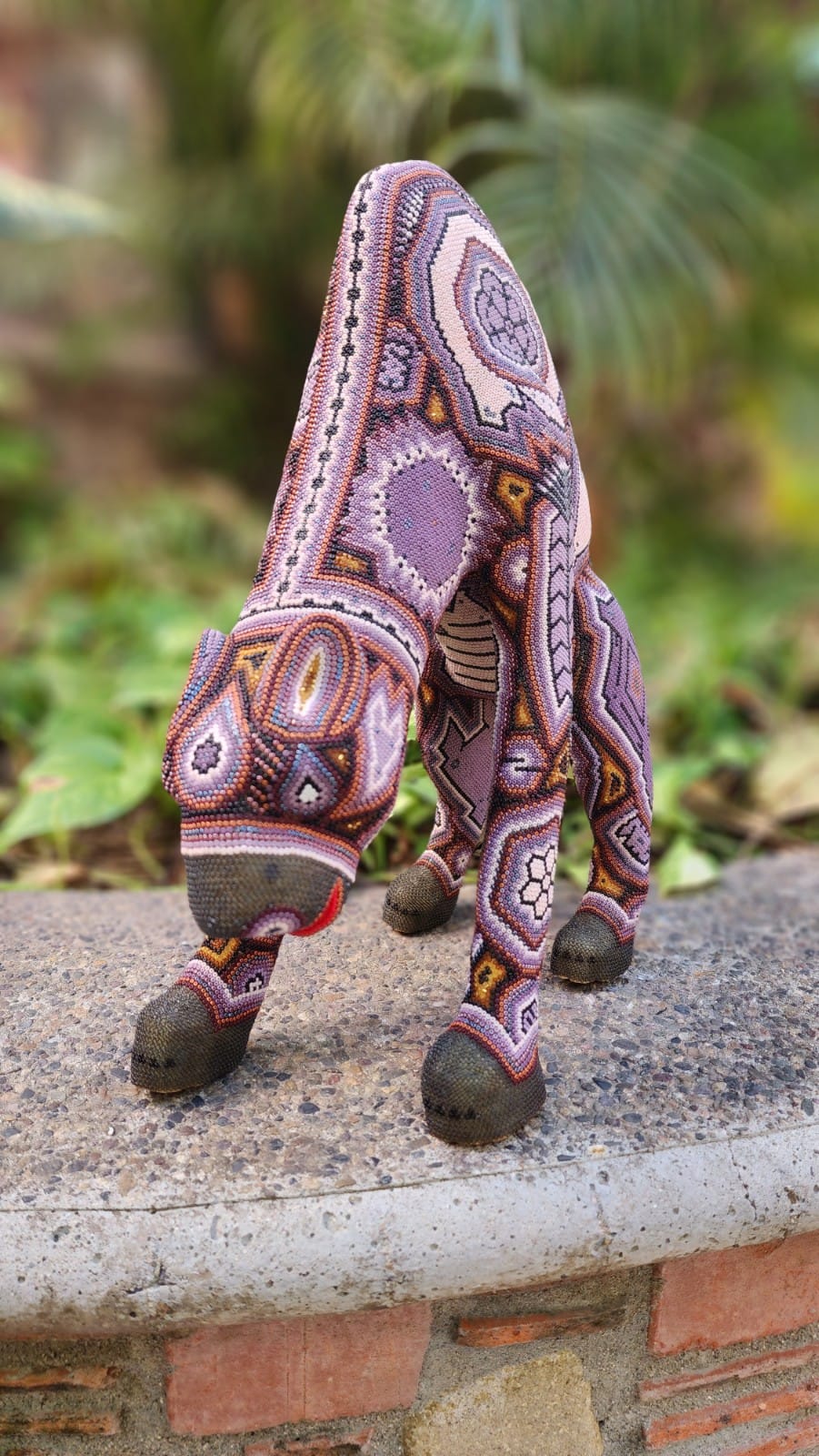 Huichol Hand Beaded Mexican Folk Art Jaguar By Mayola Villa Lopez HMV08