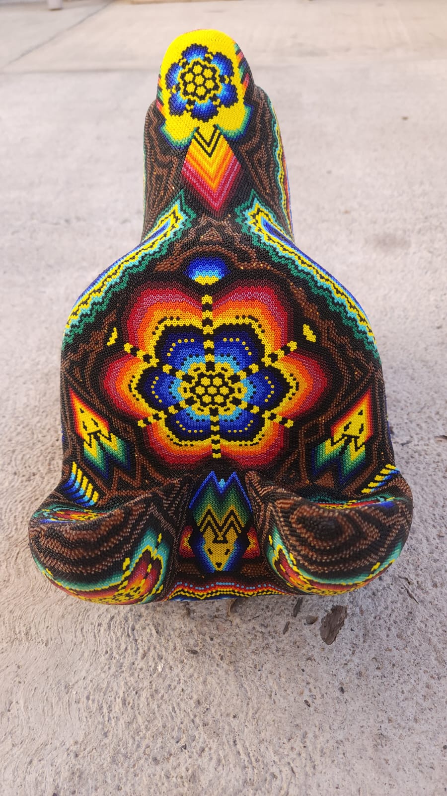 Wild Huichol Hand Beaded Mexican Folk Art Wolf By Santos Bautista PP5085