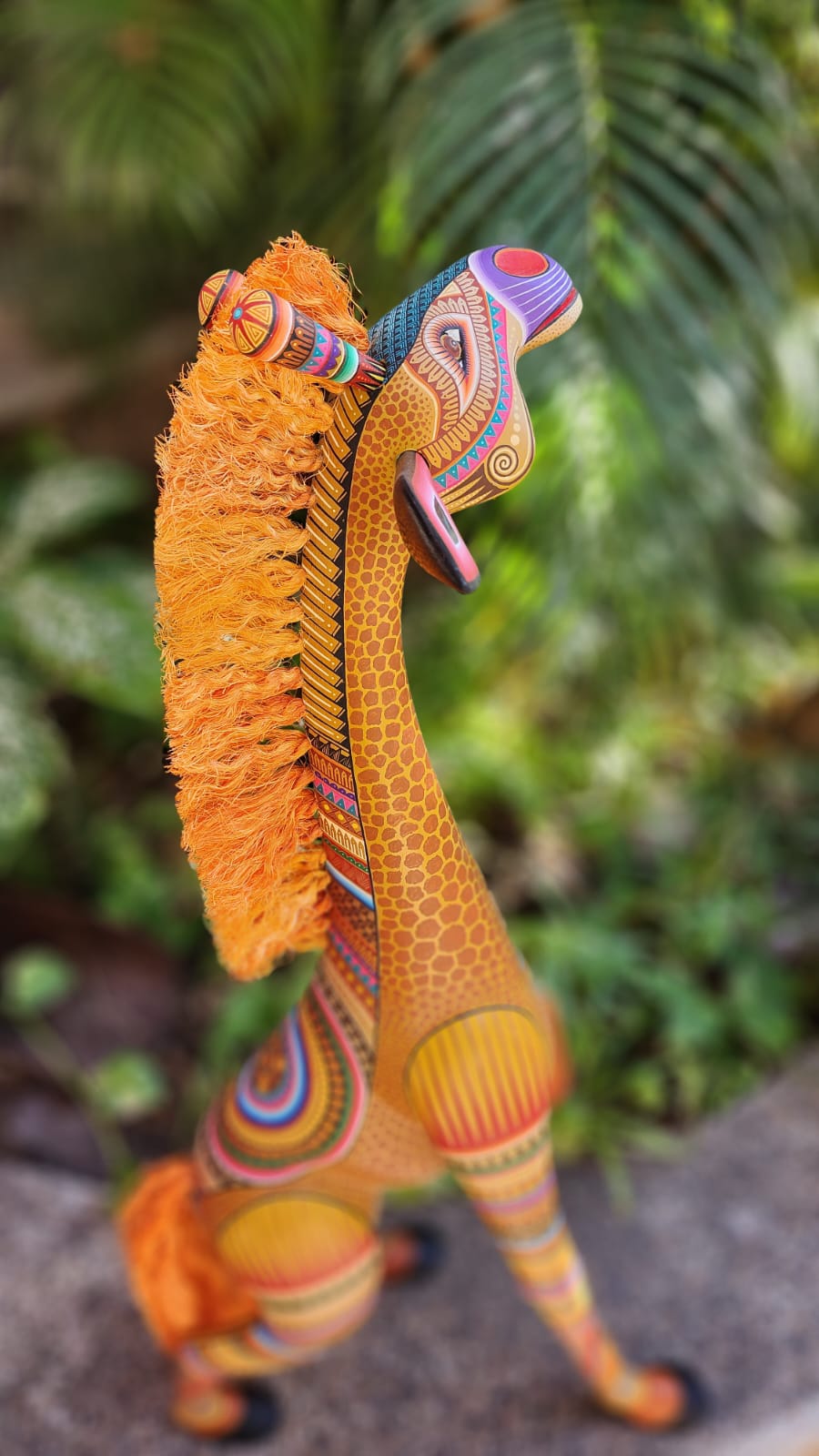 Mexican Oaxacan Wood Carving Giraffe By Julia Fuentes PP5094