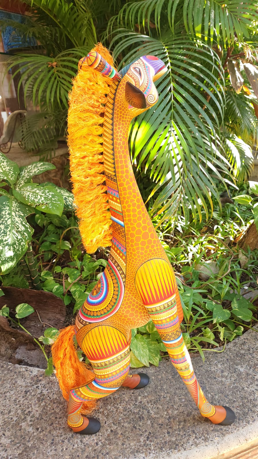 Mexican Oaxacan Wood Carving Giraffe By Julia Fuentes PP5094
