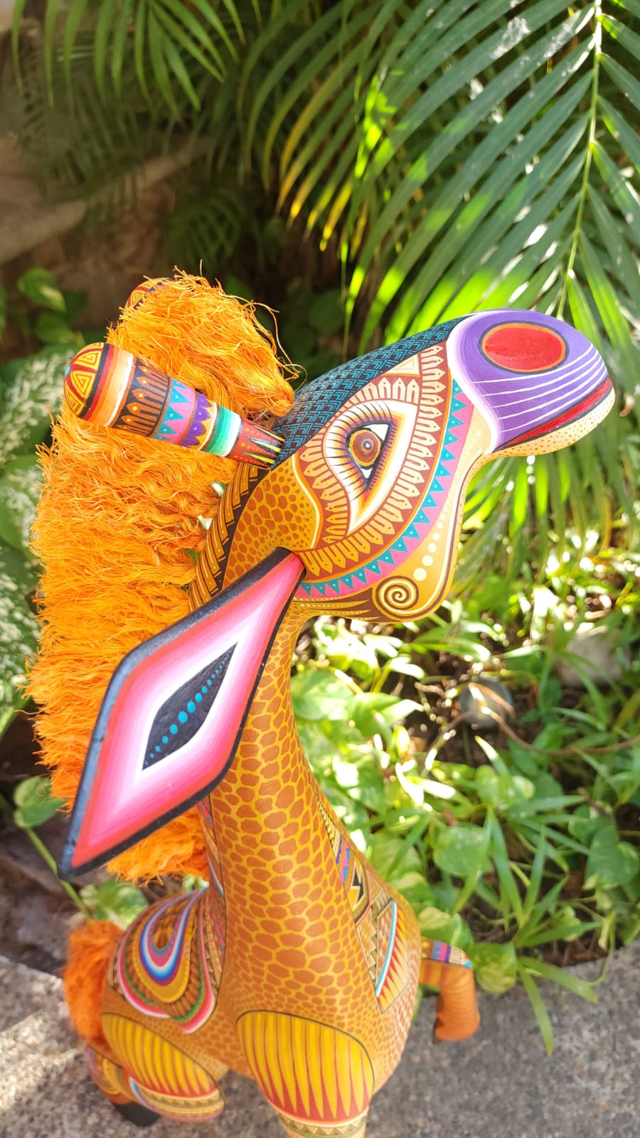 Mexican Oaxacan Wood Carving Giraffe By Julia Fuentes PP5094