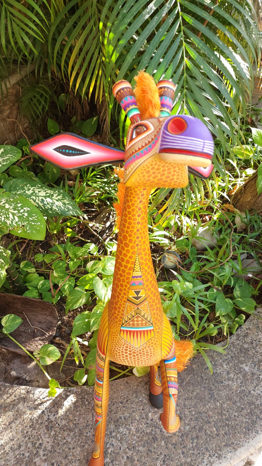 Mexican Oaxacan Wood Carving Giraffe By Julia Fuentes PP5094