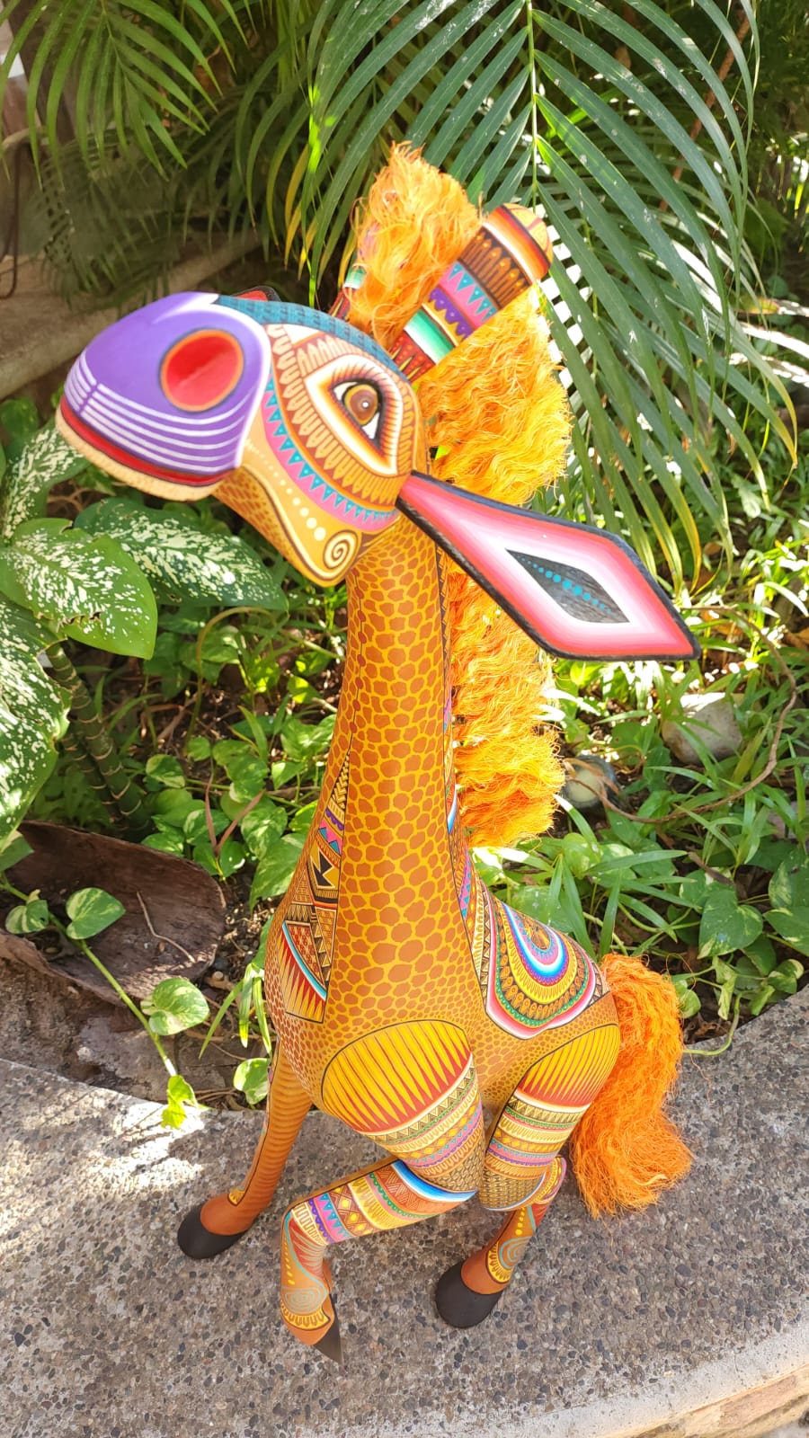Mexican Oaxacan Wood Carving Giraffe By Julia Fuentes PP5094