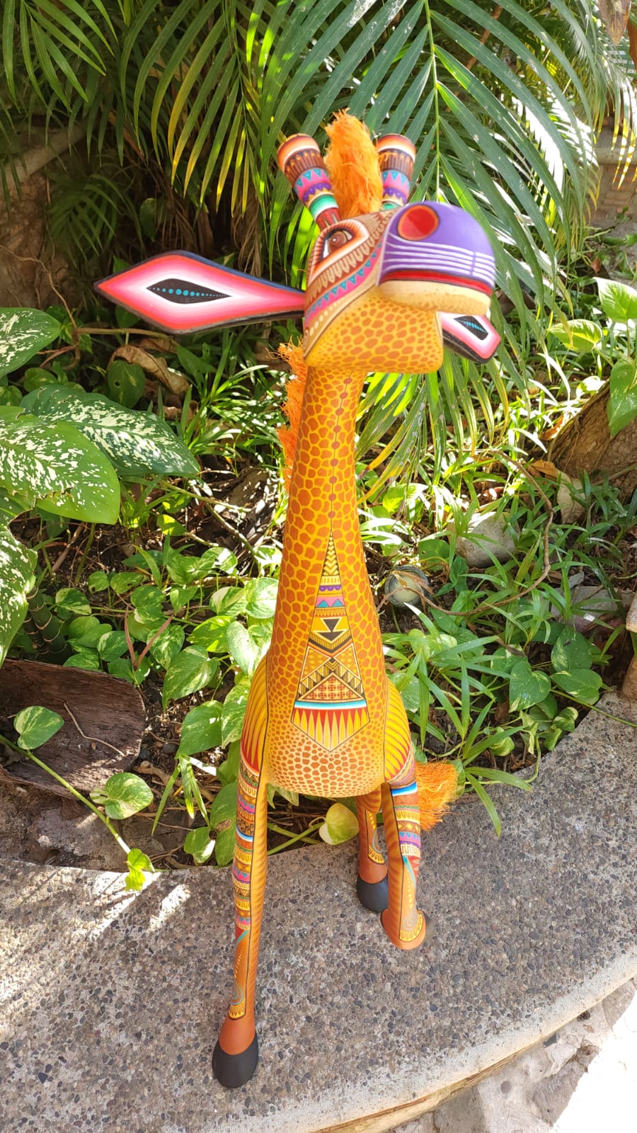 Mexican Oaxacan Wood Carving Giraffe By Julia Fuentes PP5094