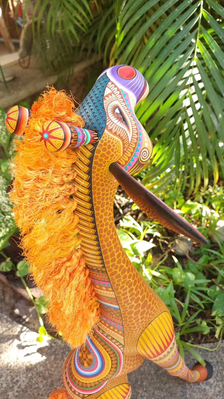 Mexican Oaxacan Wood Carving Giraffe By Julia Fuentes PP5094