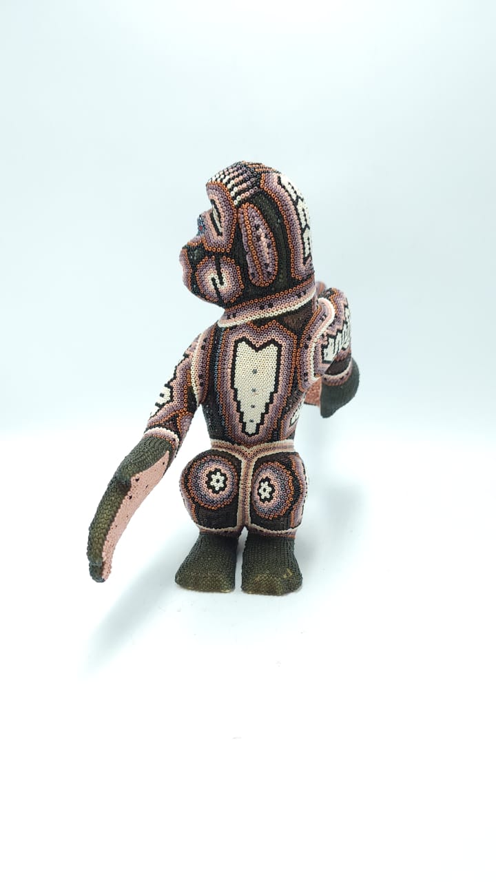 Huichol Hand Beaded Mexican Folk Art Monkey By Mayola Villa Lopez PP5231