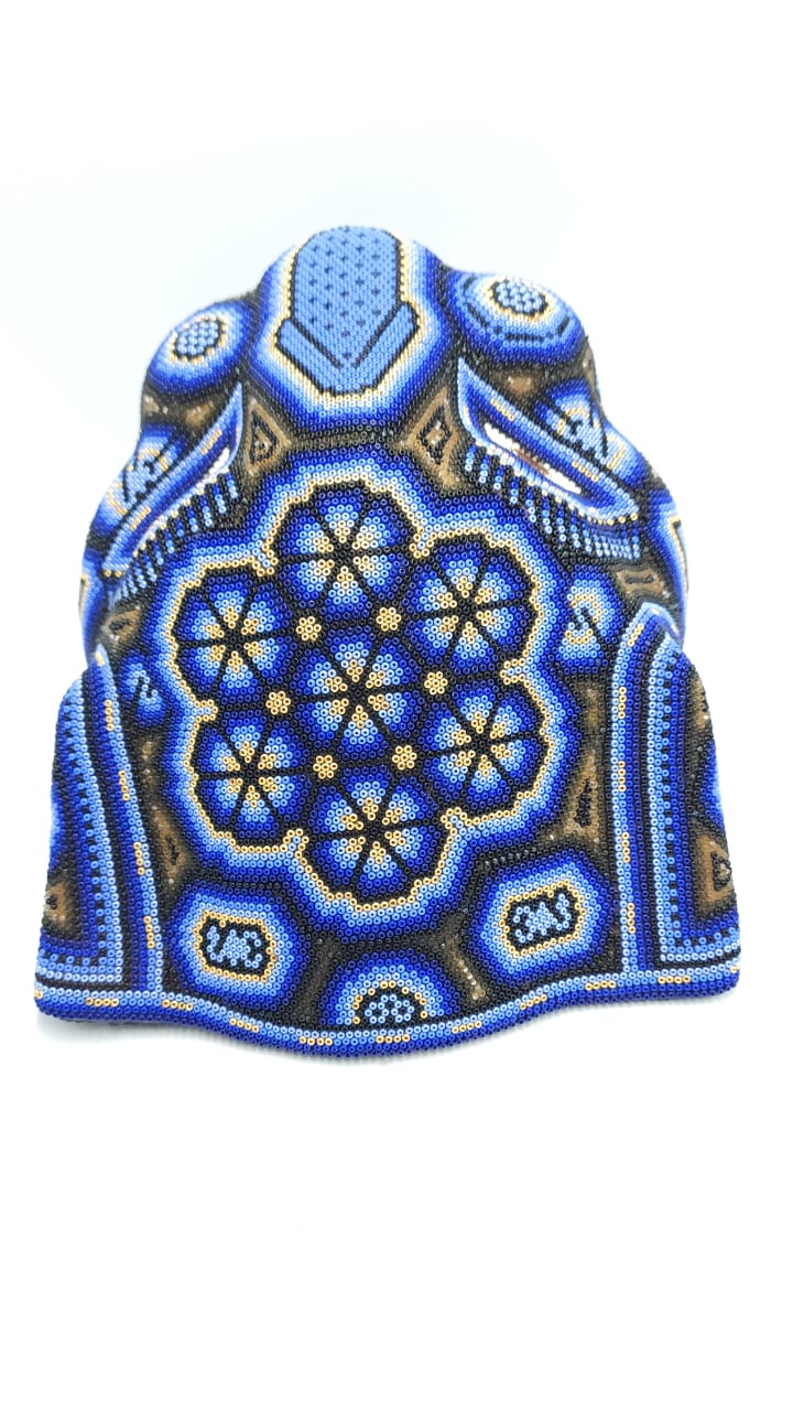 Mexican Huichol Beaded Jaguar Head By Mayola Villa PP5363