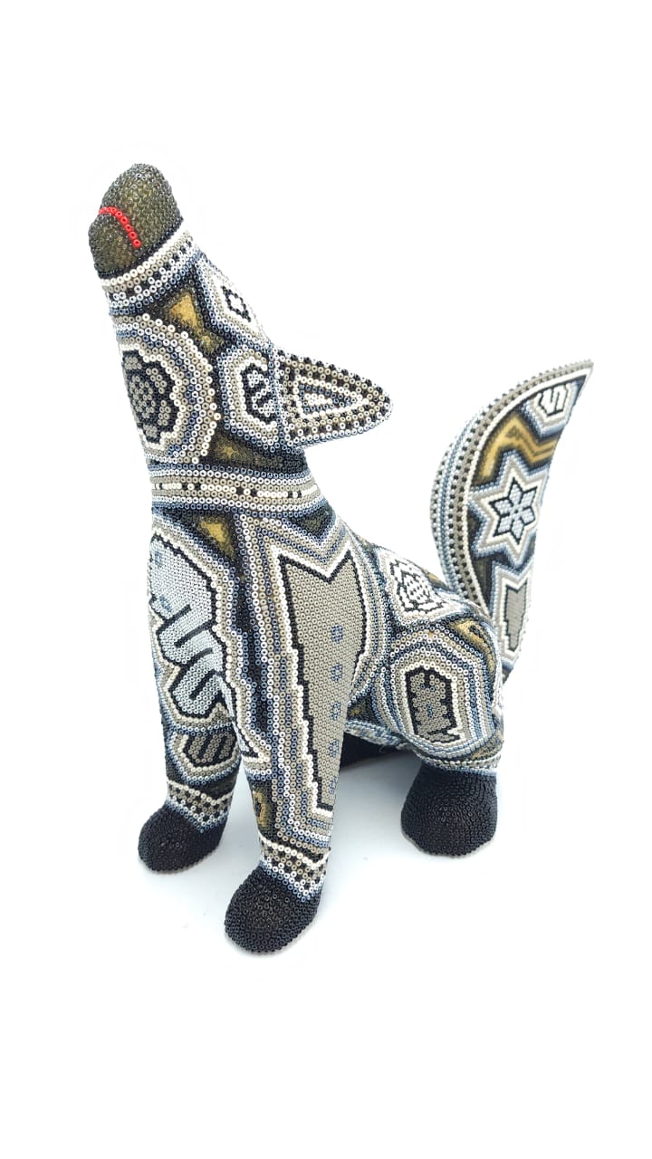 Beaded Mexican Folk Art Coyote By Mayola Villa Lopez PP5365