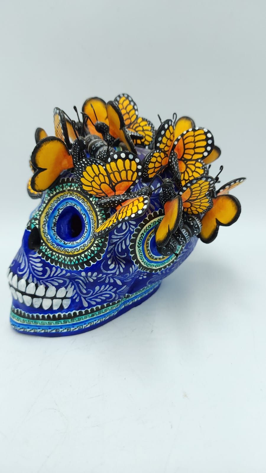 Day Of the Dead Ceramics Monarcas Human  Skull By Alfonso Castillo Hernandez PP4674