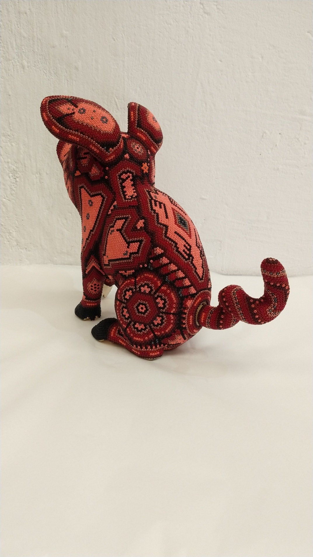 Huichol Hand Beaded Mexican Folk Art Pig By Mayola Villa Lopez PP2717
