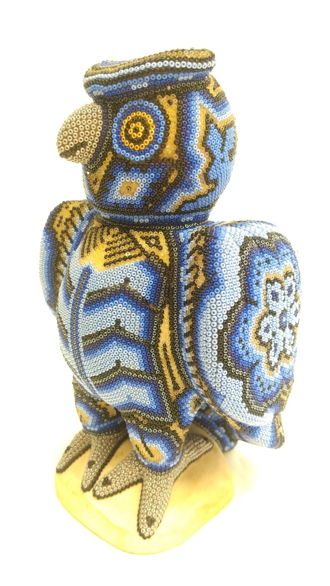 Mexican Folk Art Huichol Beaded Owl by Isandro Villa Lopez PP2816