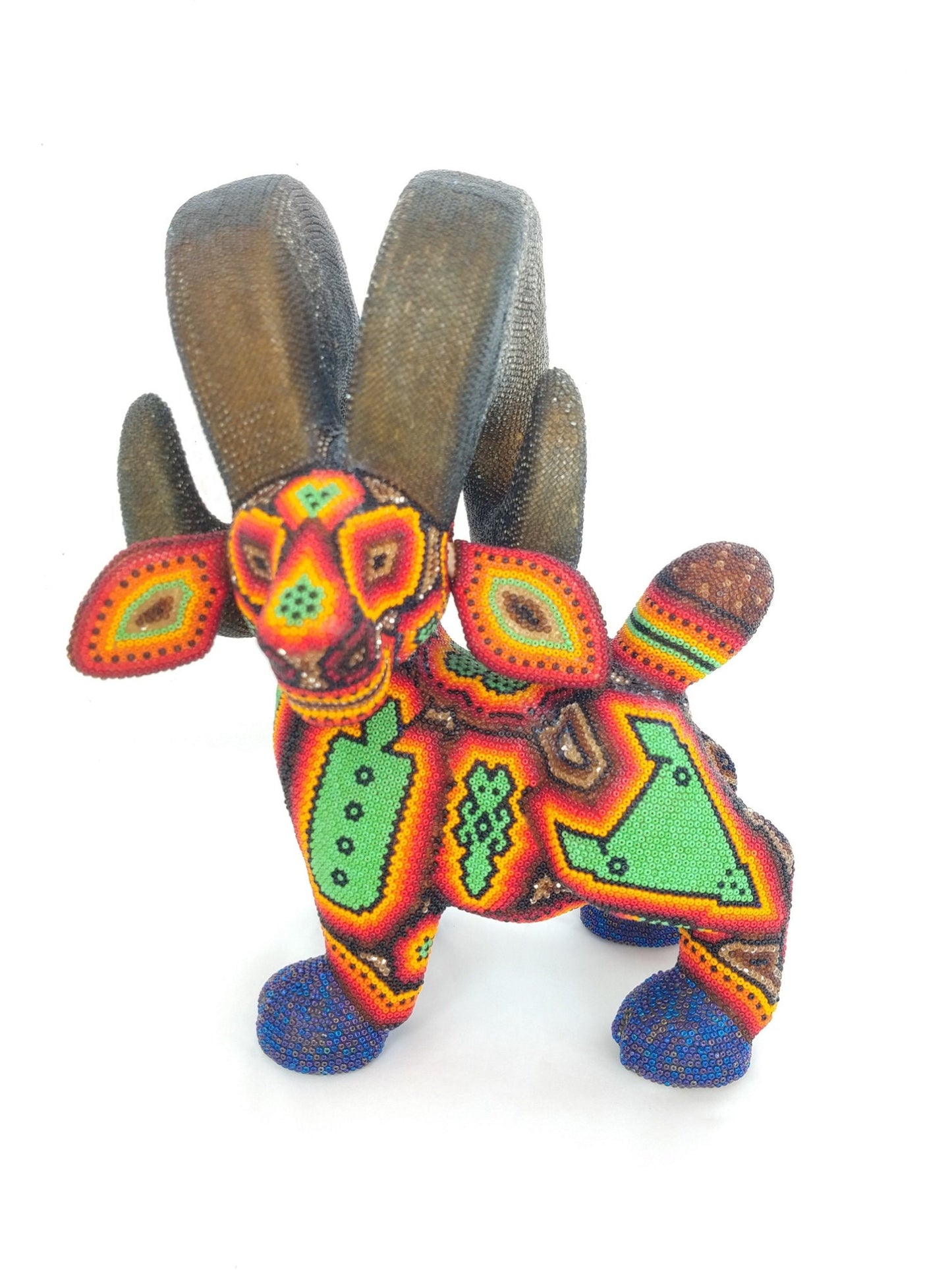 Huichol Hand Beaded Mexican Folk Art Ram By Mayola Villa Lopez PP2970