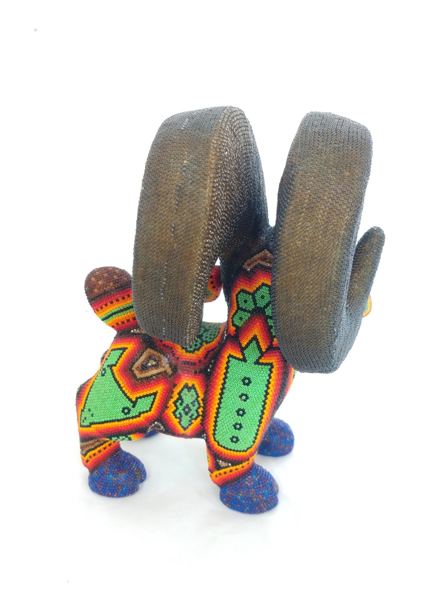 Huichol Hand Beaded Mexican Folk Art Ram By Mayola Villa Lopez PP2970