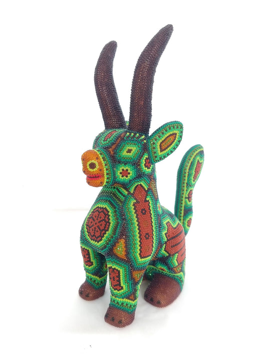 Huichol Beaded Mexican Folk Art Goat By Mayola Villa Lopez PP2964