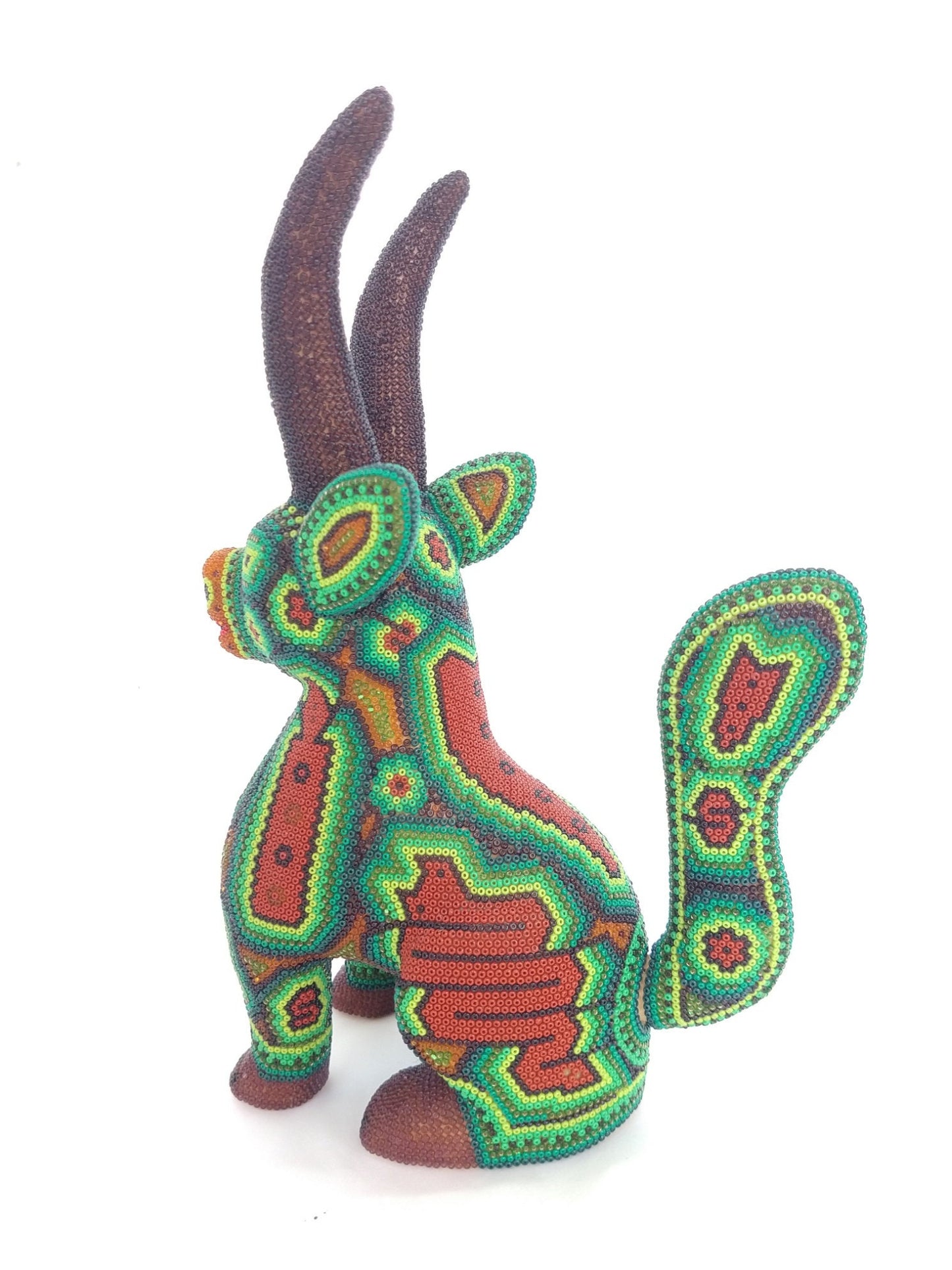 Huichol Beaded Mexican Folk Art Goat By Mayola Villa Lopez PP2964