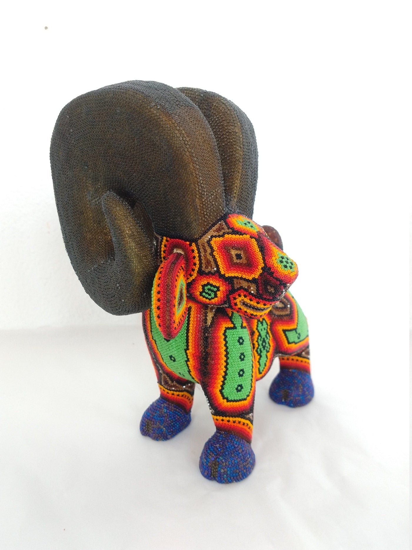 Huichol Hand Beaded Mexican Folk Art Ram By Mayola Villa Lopez PP2970