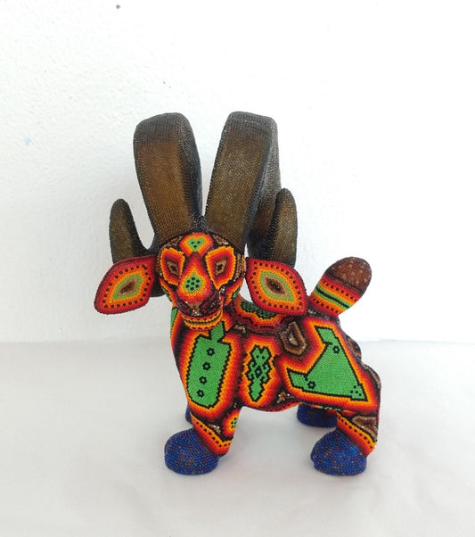 Huichol Hand Beaded Mexican Folk Art Ram By Mayola Villa Lopez PP2970