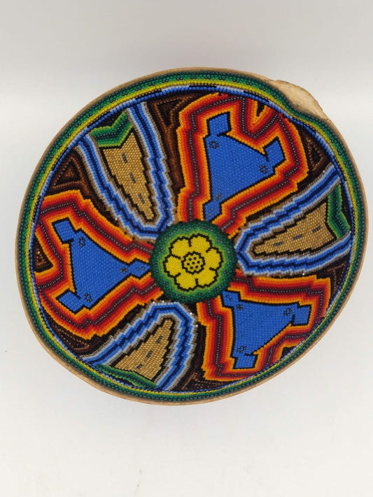 Hand Beaded Mexican Folk Art Bowl With Micro Beads By Mayola Villa Lopez PP3251