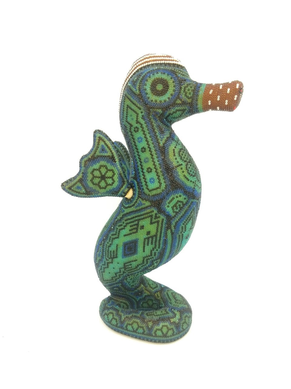 Huichol Beaded Mexican Folk Art Seahorse by Mayola Villa Lopez PP3258