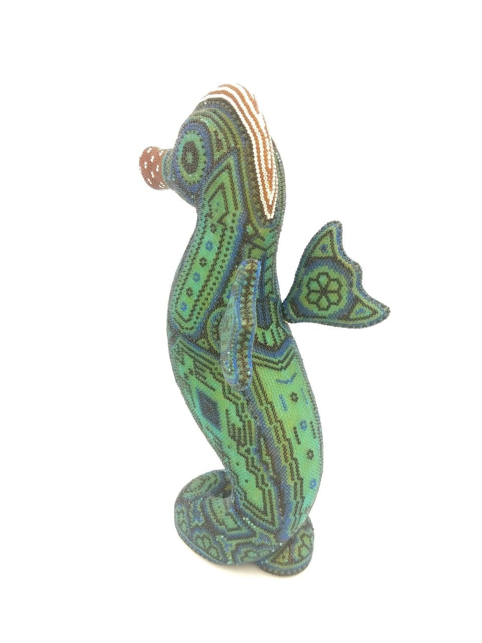 Huichol Beaded Mexican Folk Art Seahorse by Mayola Villa Lopez PP3258