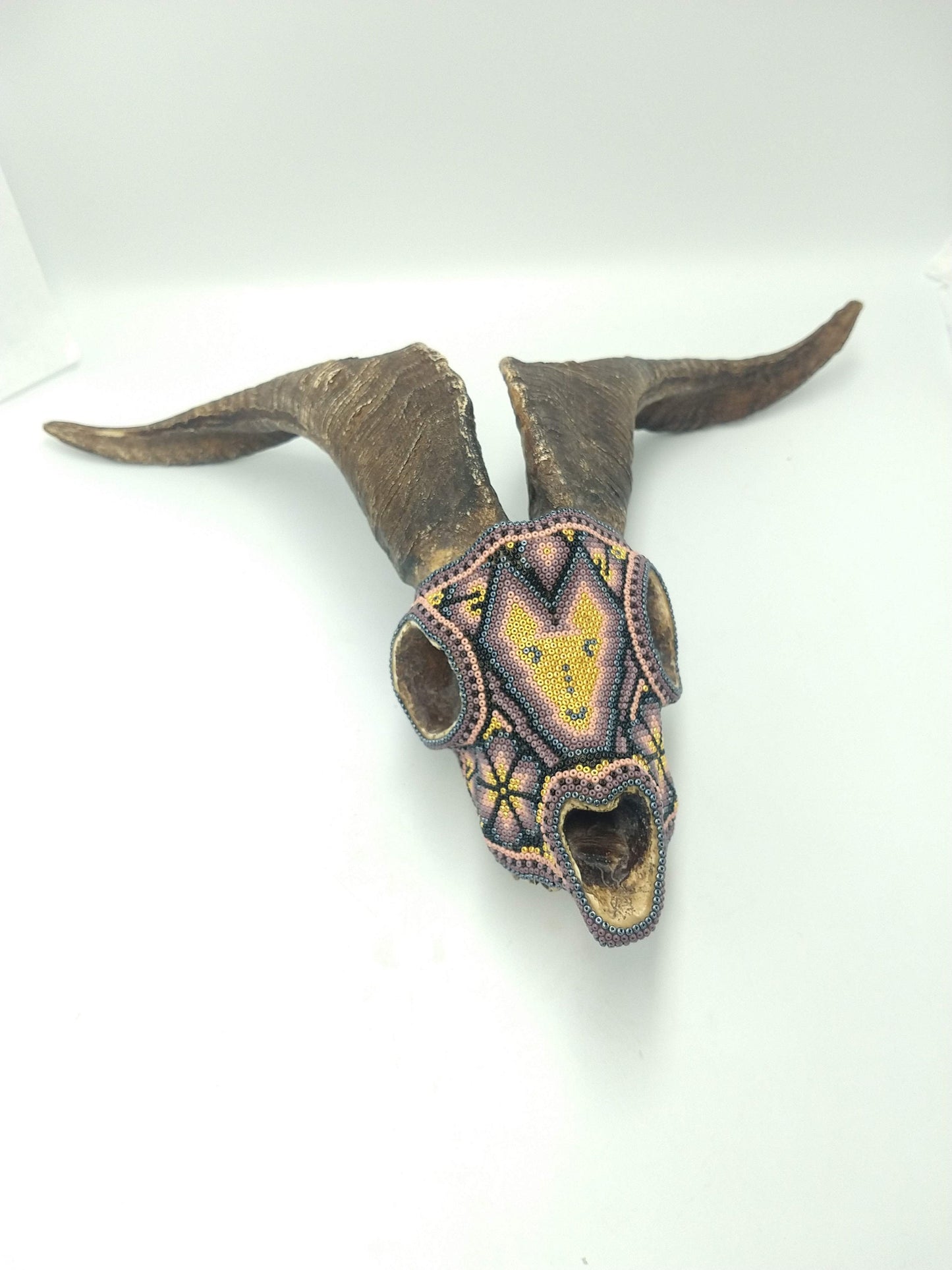 Beaded Huichol Mexican Folk Art Goat By Mayola Villa Lopez PP3924