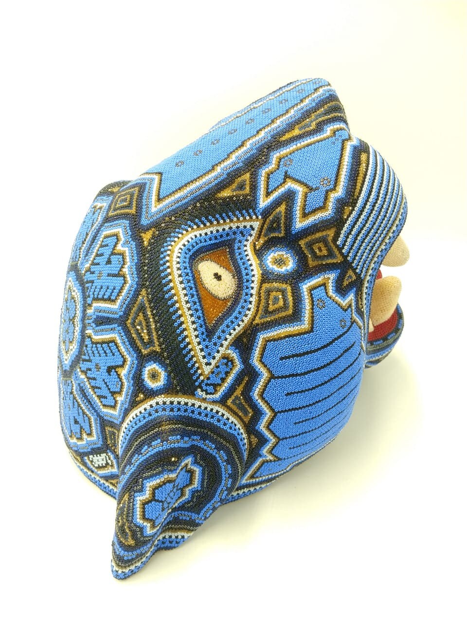 Mexican Huichol Hand Beaded Jaguar Head By Mayola Villa PP4028
