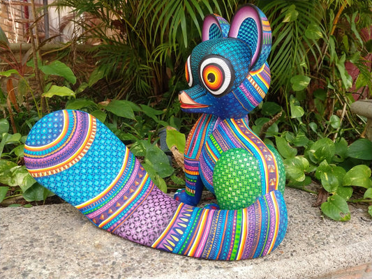 Mexican Oaxacan Wood Carving Fox By Ivan Fuentes PP4103