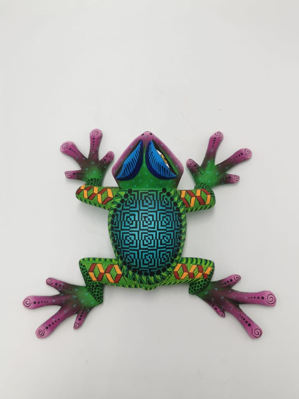 Oaxacan Wood Carving Hand Made Frog By Estudio 2403 PP4107