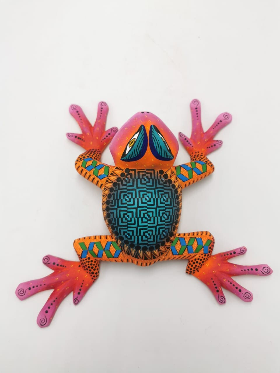 Oaxacan Wood Carving Hand Made Frog By Estudio 2403 PP4109