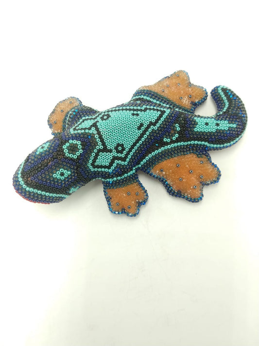 Huichol Indian Hand Beaded Geco By Mayola Villa PP4313