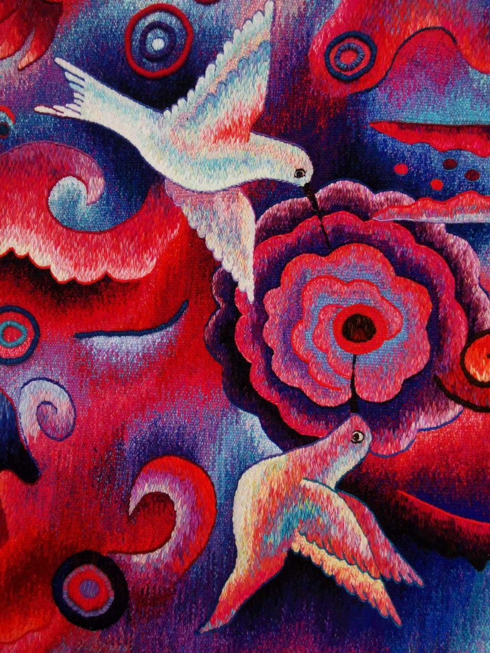 Hand Woven Alpaca Fiber Tapestry "Fall Twillight" By Constantino Laura PP4435