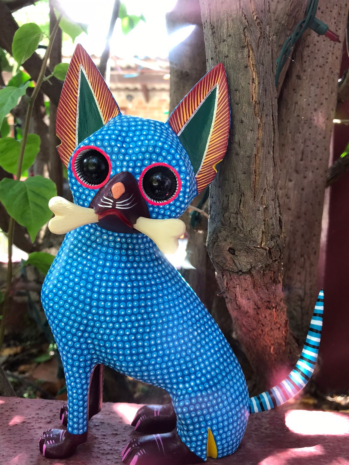 Great Mexican Oaxacan Wood Carving Alebrije Chihuahua By Isaac Fabian PP4540