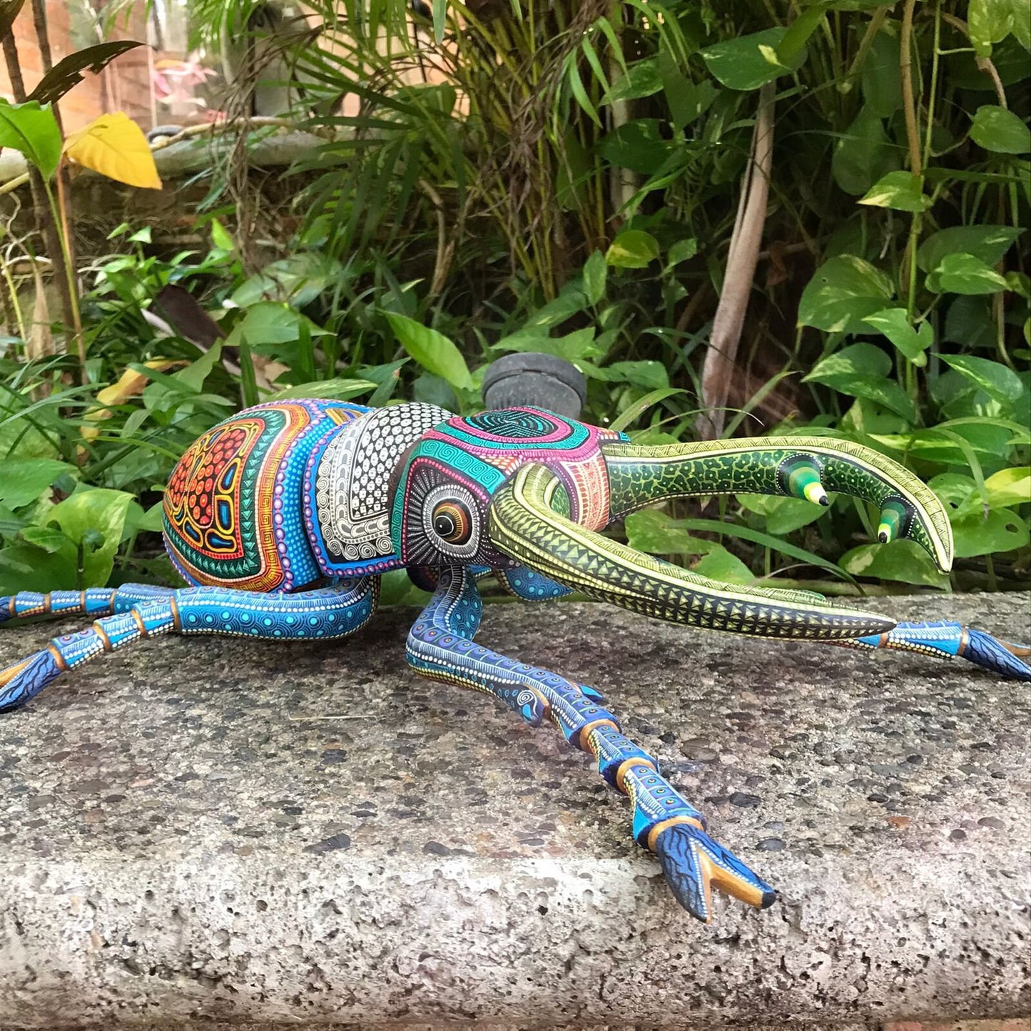 Oaxacan Wood Carving Scarab by Manuel Cruz Prudencio PP4619