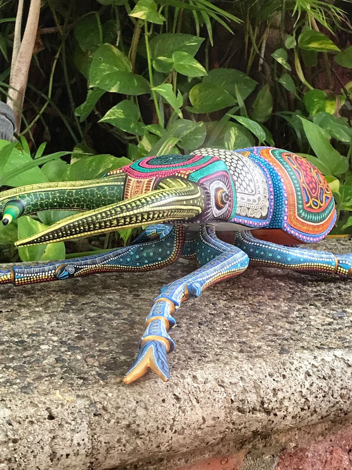 Oaxacan Wood Carving Scarab by Manuel Cruz Prudencio PP4619