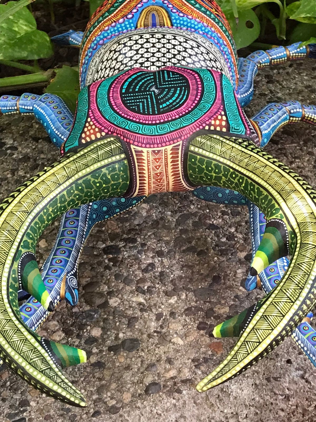 Oaxacan Wood Carving Scarab by Manuel Cruz Prudencio PP4619