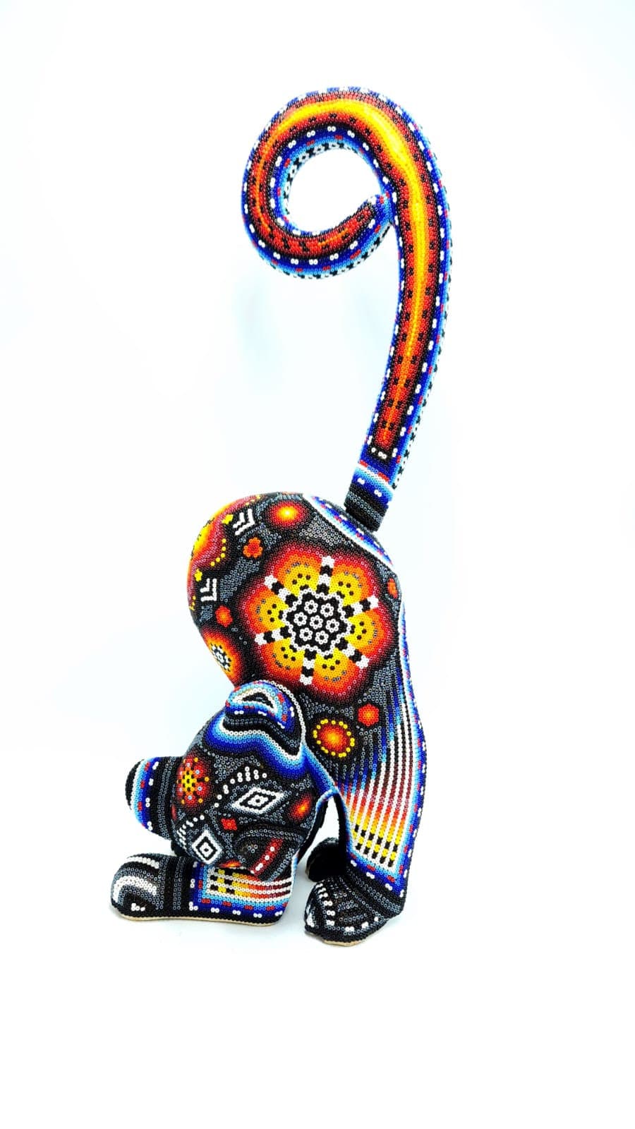 Huichol Hand Beaded Cat By  Santos Bautista PP5001