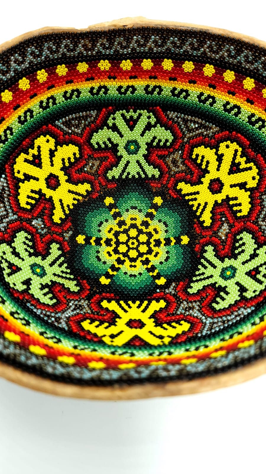 Hand Beaded Gourd Bowl Using Glass Beads By Santos Bautista PP4802