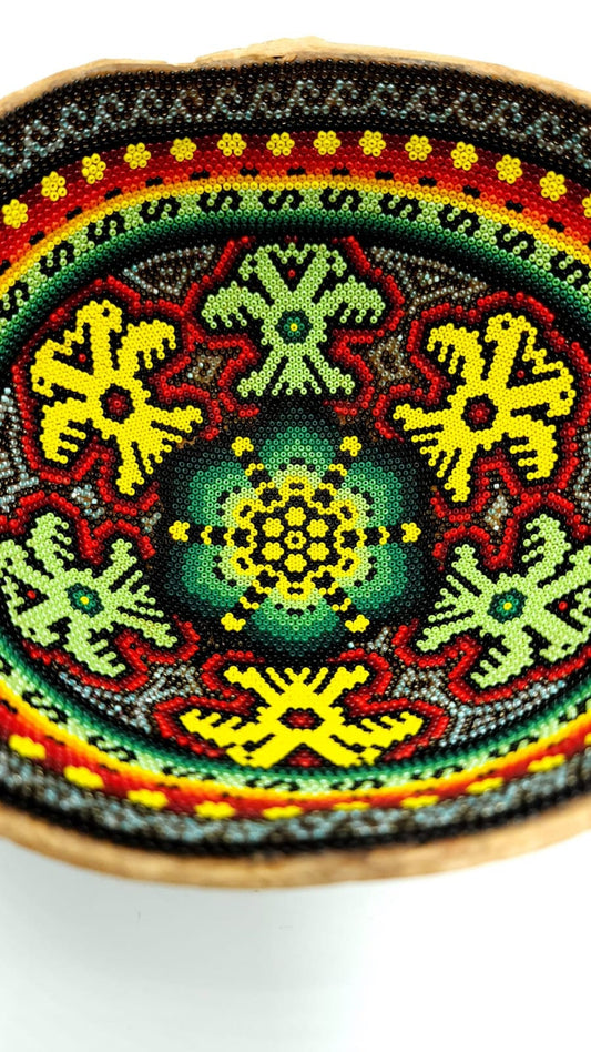 Hand Beaded Gourd Bowl Using Glass Beads By Santos Bautista PP4802
