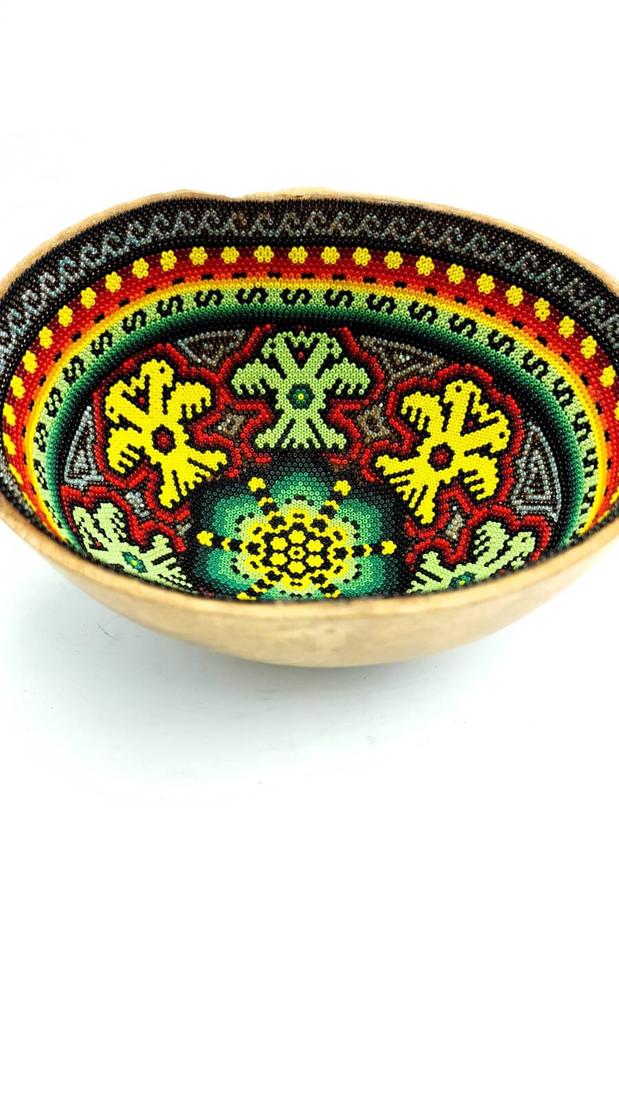 Hand Beaded Gourd Bowl Using Glass Beads By Santos Bautista PP4802