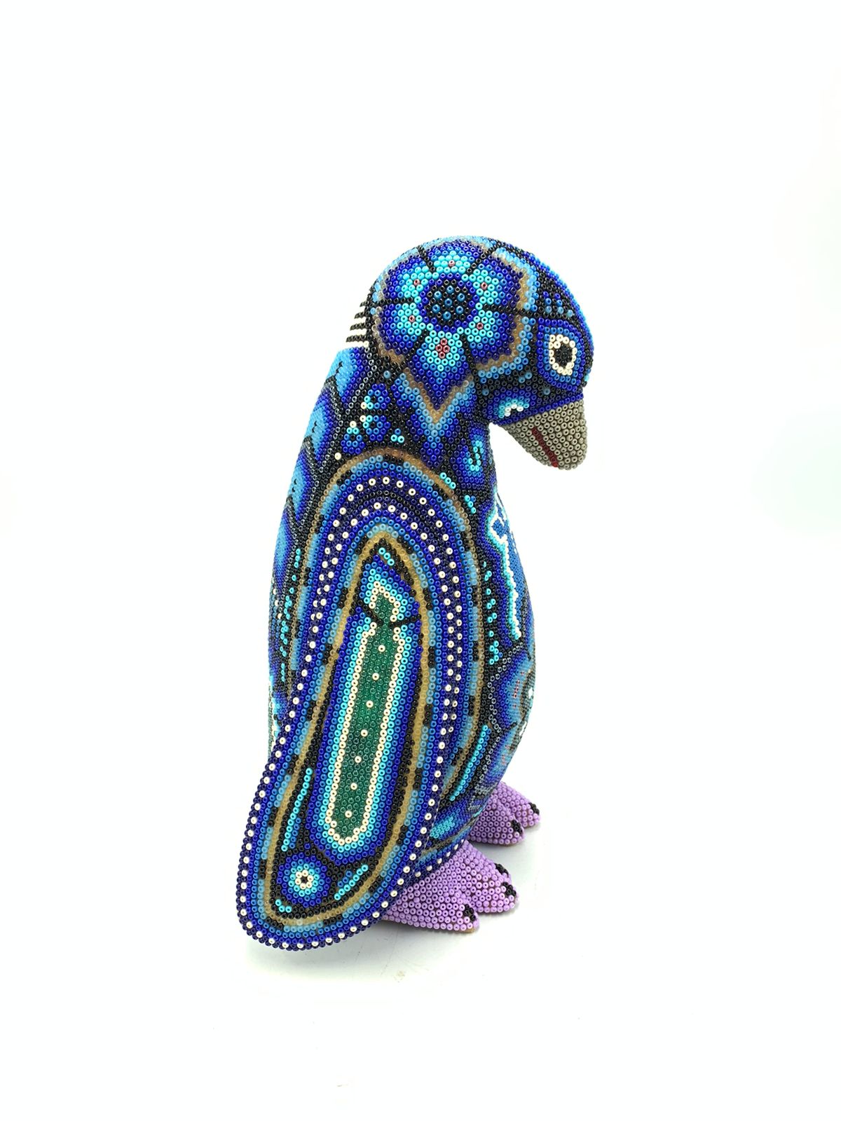Mexican Folk Art Huichol Beaded Penguin by Isandro Villa Lopez PP5761