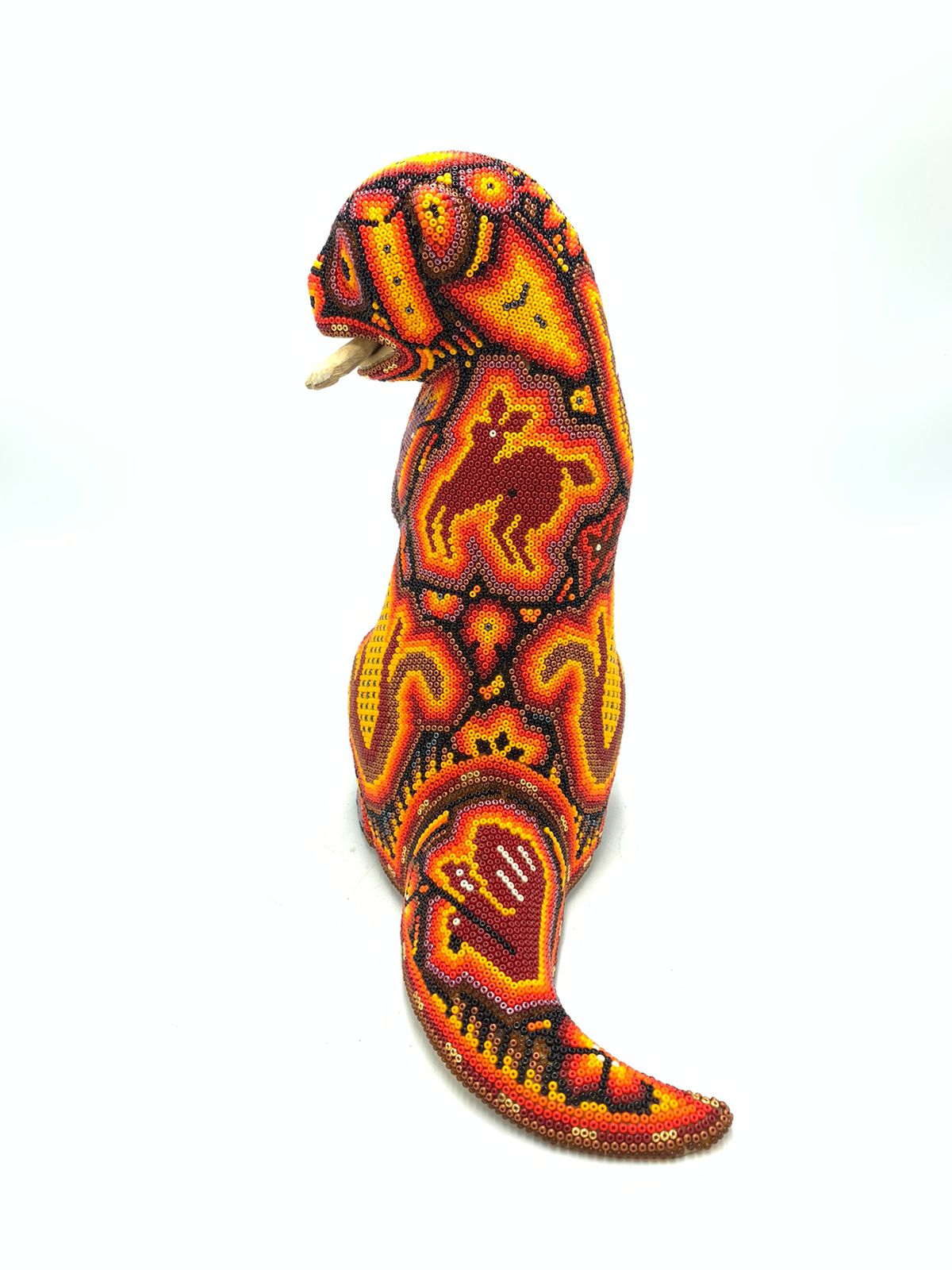 Mexican Folk Art Huichol Beaded Otter by Isandro Villa Lopez PP5757