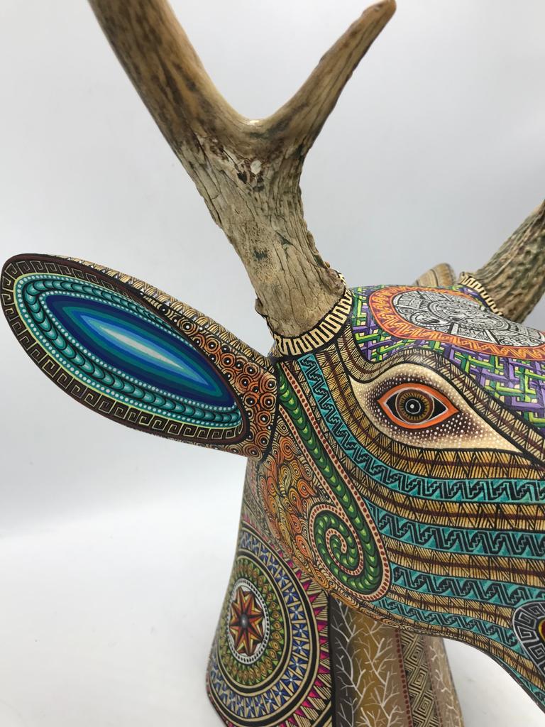 Great Oaxacan Wood Carving  Alebrije Deer By Manuel Cruz  PP5670