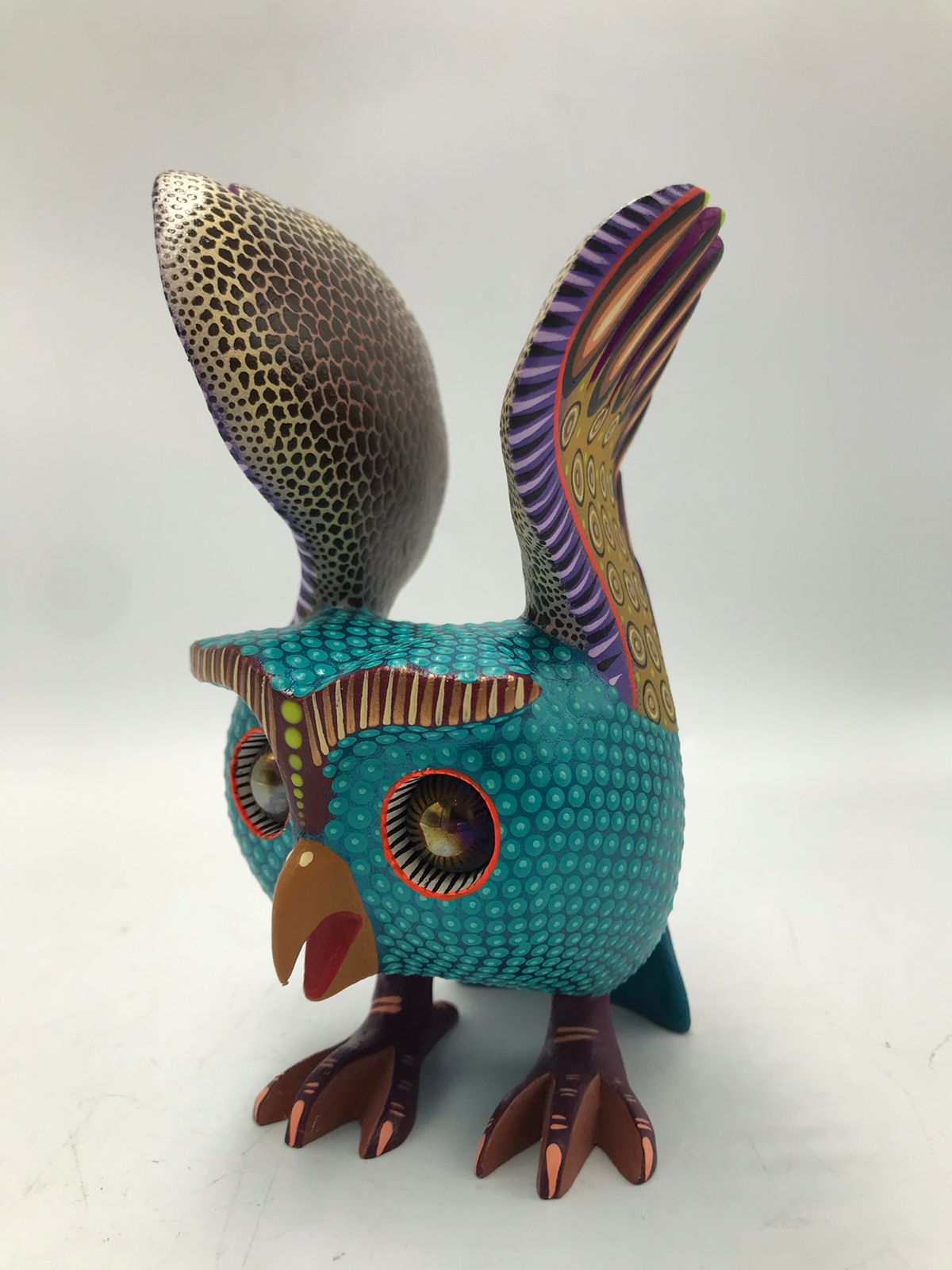 Mexican Oaxacan Wood Carving Alebrije Owl By Isaac Fabian PP5850