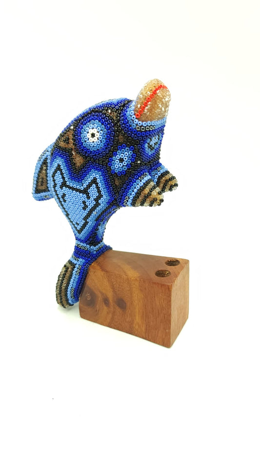 Huichol Hand Beaded Mexican Folk Art  Dolphin by Mayola Villa PP5859